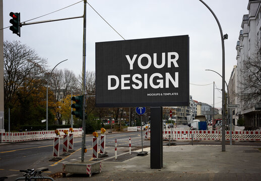 Mockup Of Customizable Billboard On Street