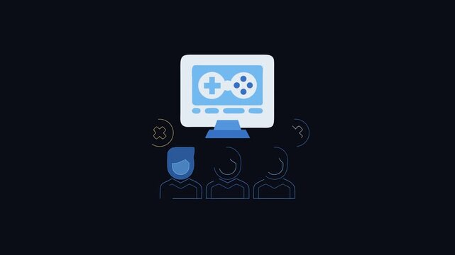 Team watching esports game on screen flat illustration graphic