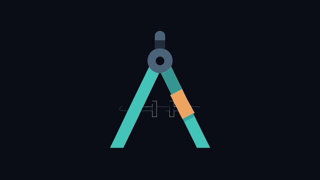 Geometric compass tool on a black background for education