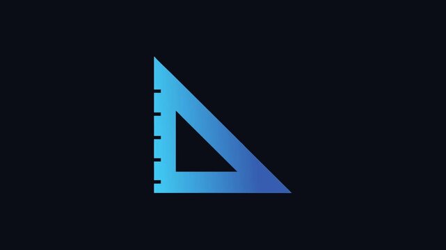 Blue set square tool on black background with gradient