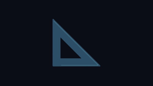 Light blue triangle ruler on black background graphic design