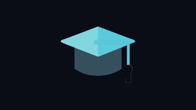 Flat motion graduation cap on black background