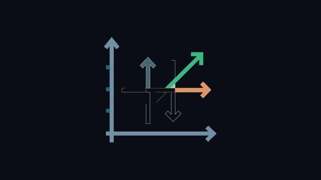 Abstract graph with arrows showing varied trends and progress