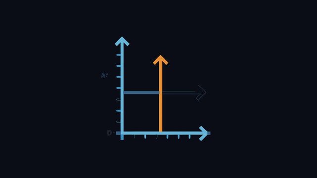 Two dimensional graph showing intersection of axis arrows