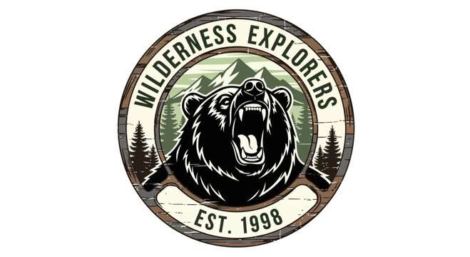 Wilderness Explorers Bear Logo Emblem - Est. 1998