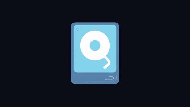 Hard drive motion icon on black background for storage