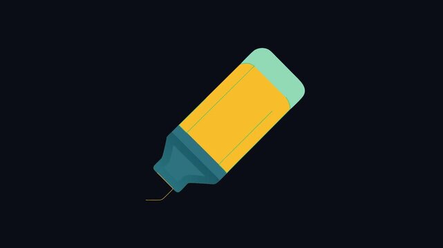 Vibrant Yellow Marker Illustration on Solid Black Background