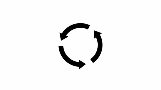 Three rotating arrow circle animation on a white background.arrow animated circle loading icon.