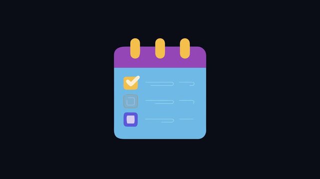 Stylized calendar icon with checklist and rounded rectangular elements