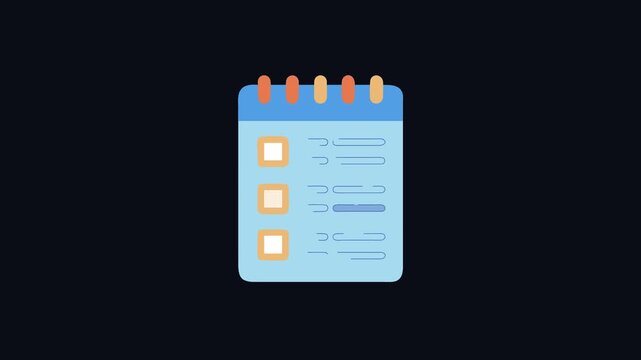 Stylized notepad with checklist in flat graphic design