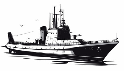 Large naval ship vessel warship ocean. © Percetakan