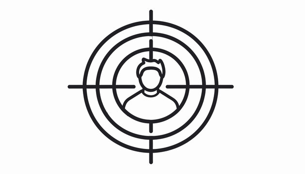 Person in crosshairs target symbol.