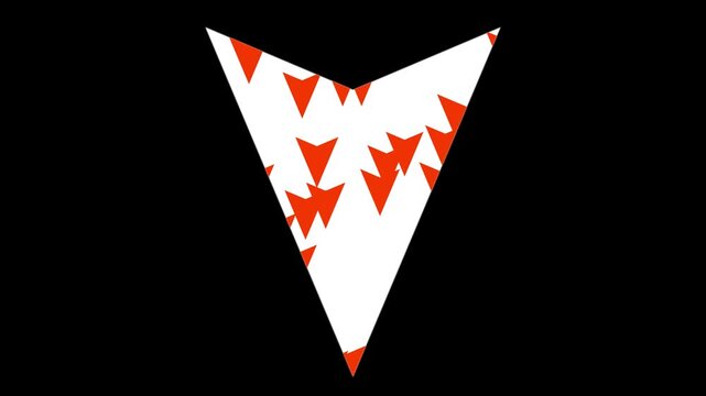 White Downward Arrow on Black Background