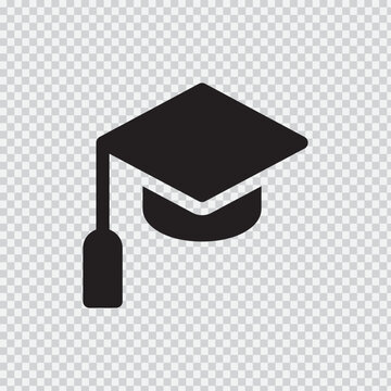 Black Graduation Cap Silhouette On Transparent Background A Simple Academic Symbol Icon achievement celebration