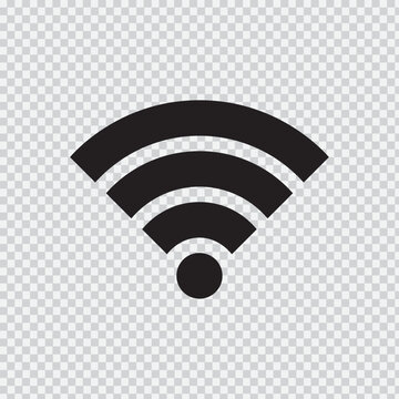 Wireless signal strength icon black silhouette on transparent background for digital interface elements wifi