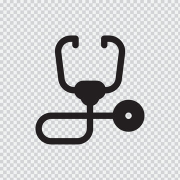 Stethoscope Icon On Transparent Background A Simple Black Silhouette For Medical Concepts instrument auscultation