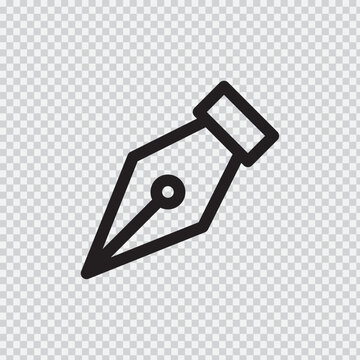 Pen nib icon a black line drawing on a transparent background for digital interface design
