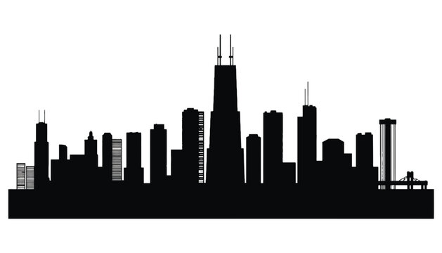 Imagine prompt: minimalist chicago skyline silhouette urban landmark