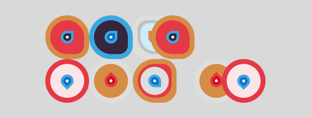 Fototapeta premium Colorful evil eye amulets displayed. Round shapes, concentric circles, protective symbols, cultural motifs, vibrant design.