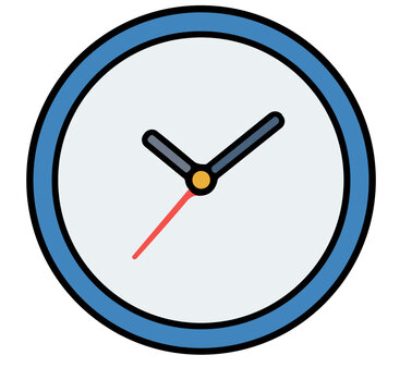 Simple round wall clock icon for school schedule time management

