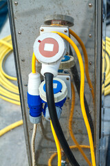 Fototapeta premium Marina Shore Power Electrical Connectors and Cables on a Dock