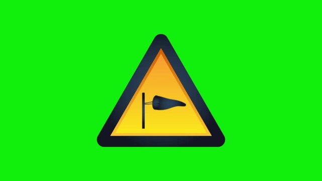 Yellow Warning Triangle with Black Bird Silhouette on Vibrant Green Background