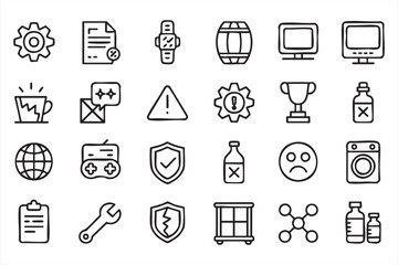 Fototapeta premium Modern Technology Vector Icon Collection with Computer, Gaming, Security, and Network Elements