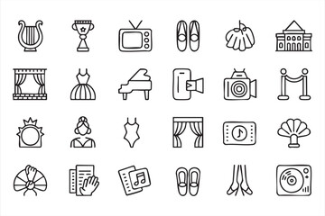 Fototapeta premium Entertainment Linear Icon Pack for Drama, Music, Dance, and Performance Design