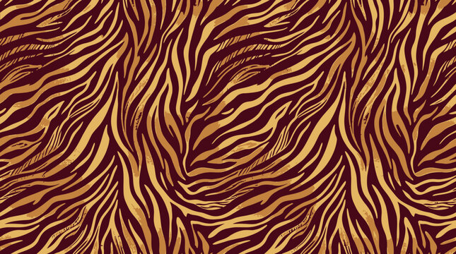 Golden zebra stripes on maroon background texture