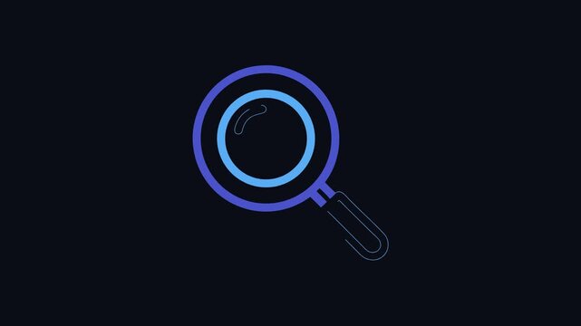 Simple blue search icon against a black background