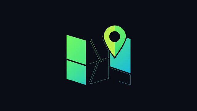 Digital Map Icon Showing Location and Navigation Details