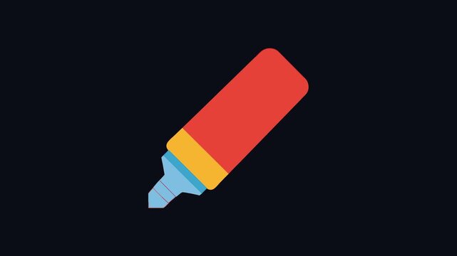 Red felt tip marker on a black background isolated