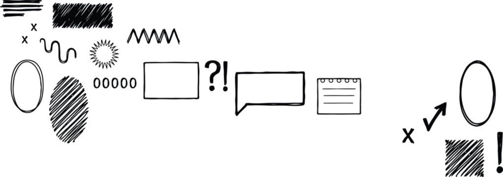 Hand drawn doodle black and white collection symbol