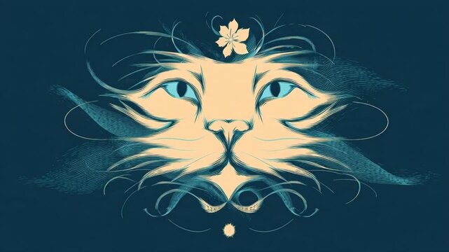 Stylized Abstract Cat Face.
