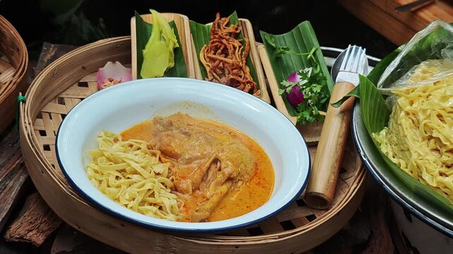 Northern Thai curry noodles, khao soi noodles, khao soi noodles Thai food