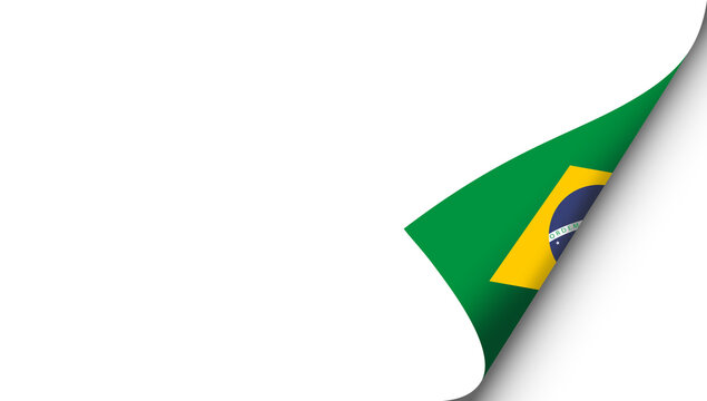 Brazil flag with page curl effect on transparent background.