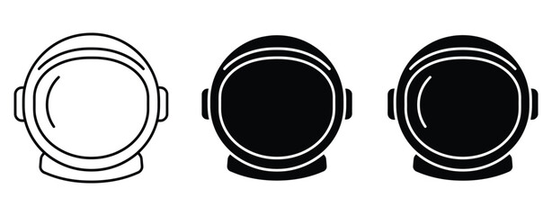 Astronaut Helmet Icons for space exploration, sci-fi headgear, cosmic adventures, galaxy missions, astronaut equipment, futuristic interface design, aerospace graphics, and vector illustration. © MASUD MOMENA