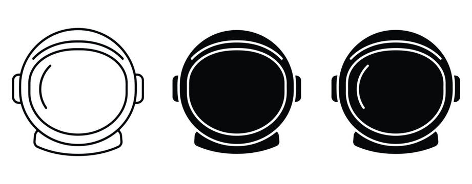 Astronaut Helmet Icons for space exploration, sci-fi headgear, cosmic adventures, galaxy missions, astronaut equipment, futuristic interface design, aerospace graphics, and vector illustration.