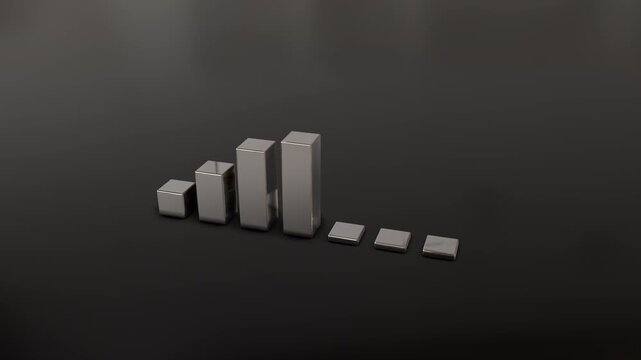 3D Rising bars graph, Financial graph analysis. Full HD. 4K