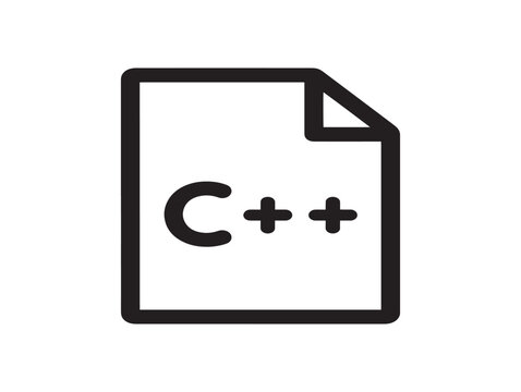 Programming C++ file icon displayed as a minimalist black line art vector