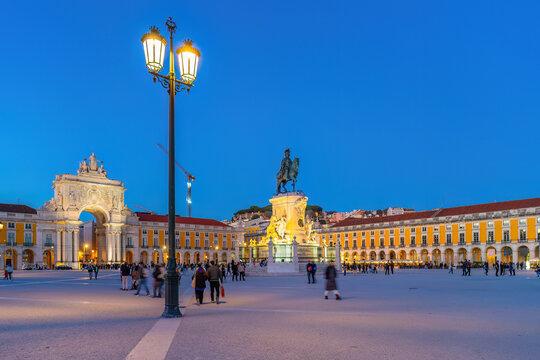 View of the grand historic Commerce Square in Lisbon