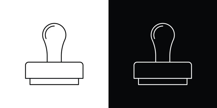 Stamp icon black lineart editable vectors pack