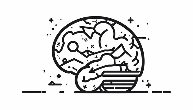 Brain Illustration with Abstract Design Elements.