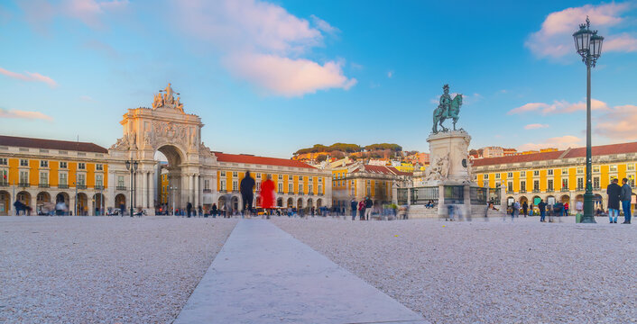 View of the grand historic Commerce Square in Lisbon