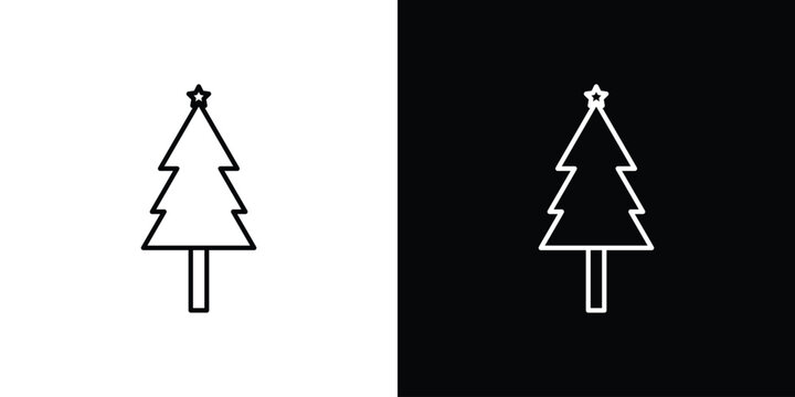 Tree christmas icon black lineart editable vectors pack