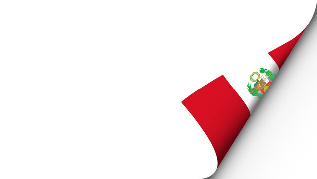 Peru flag with page curl effect on transparent background.