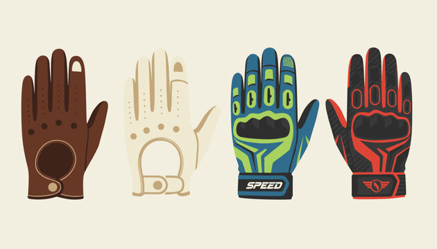 Professional collection of protective sports and motorcycle riding gloves in classic leather and high tech designs.