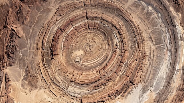 Close Up of Circular Geological Patterns at the Eye of the Sahara
