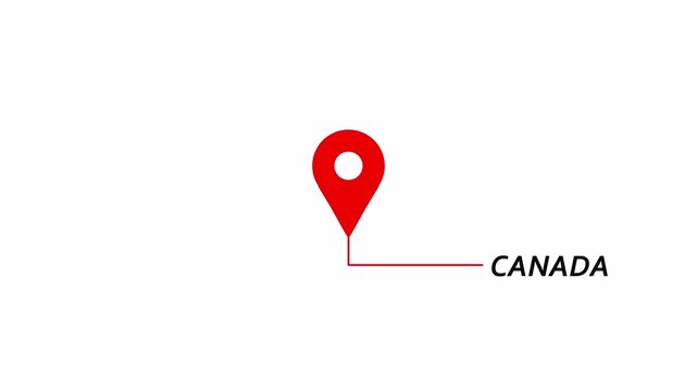  canada location icon animation with alpha channel in 4K animation Country GPS location tracking icon location pin appearing pin to indicate the route on transparent background 
