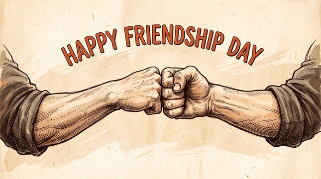 Happy friendship day fist bump illustration for social media posts